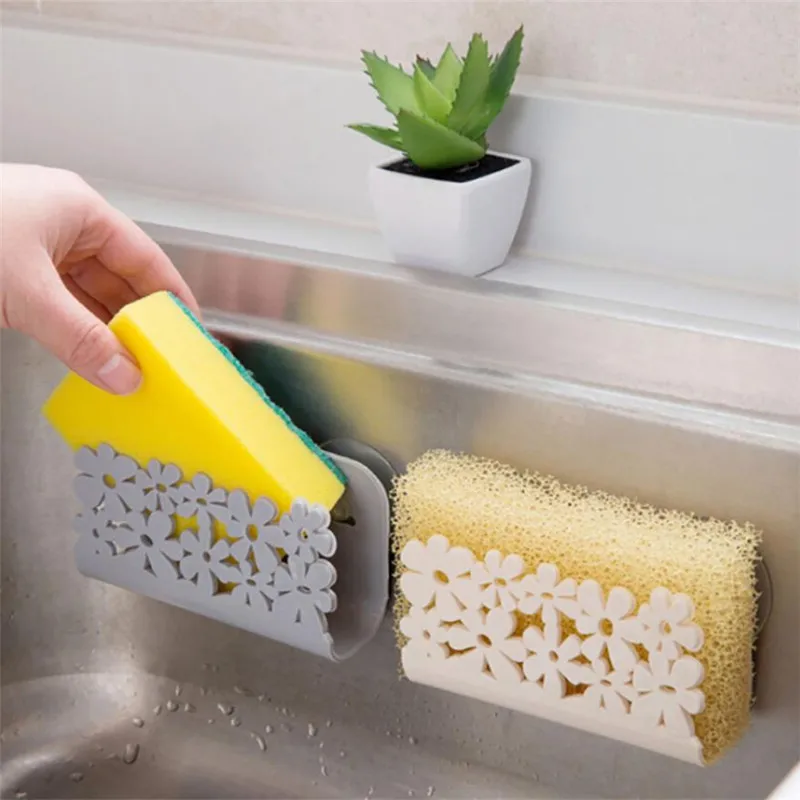 Wall mounted washing Sponge Soap Holder Clip Shelf Suction Cup Kitchen Dish Cloths Rack Hanger Bathroom storage Hook racks sale