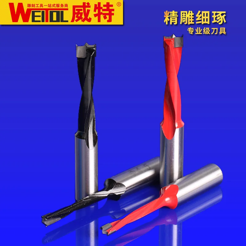 WeiTol 1 pcs Row Drilling Bit 70mm length router bit for wood Carbide end mill Woodworking Through Hole Drill Bit