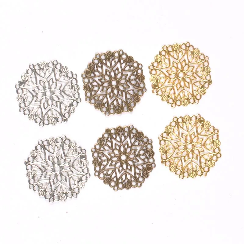 10pcs Filigree Round Wraps Bronze/silver Metal Crafts Connectors For DIY Embellishments Scrapbooking Craft Accessories ykl0735