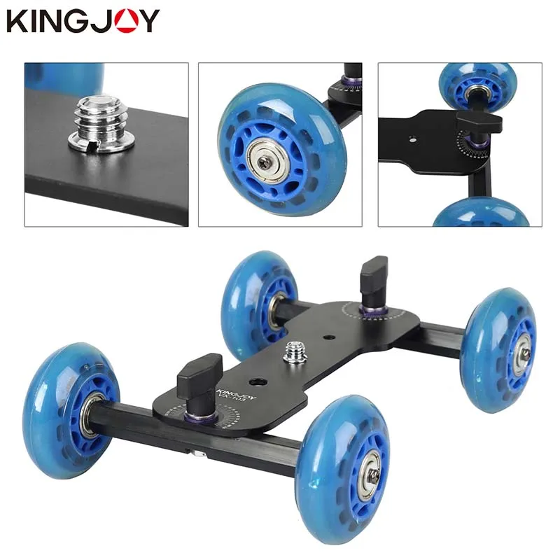 Kingjoy Camera Dolly Slider 4-Wheels Tripod Legs Dolly Car Rail for Mobile Phone, Video DSLR and Gopro VX-103