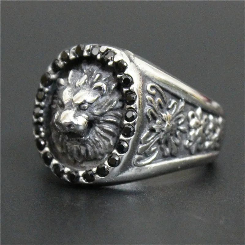 3pcs/lot Fast Shipping Size 7-13 Crystal Lion King Ring 316L Stainless Steel Man Boy Popular Top Quality Lion Ring