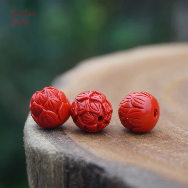 8mm 10mm 12mm High Quality Cinnabar Beads Lotus Red Loose Bead Mala Beads Japa Mala Bracelet Jewellry Findings DIY Accessories