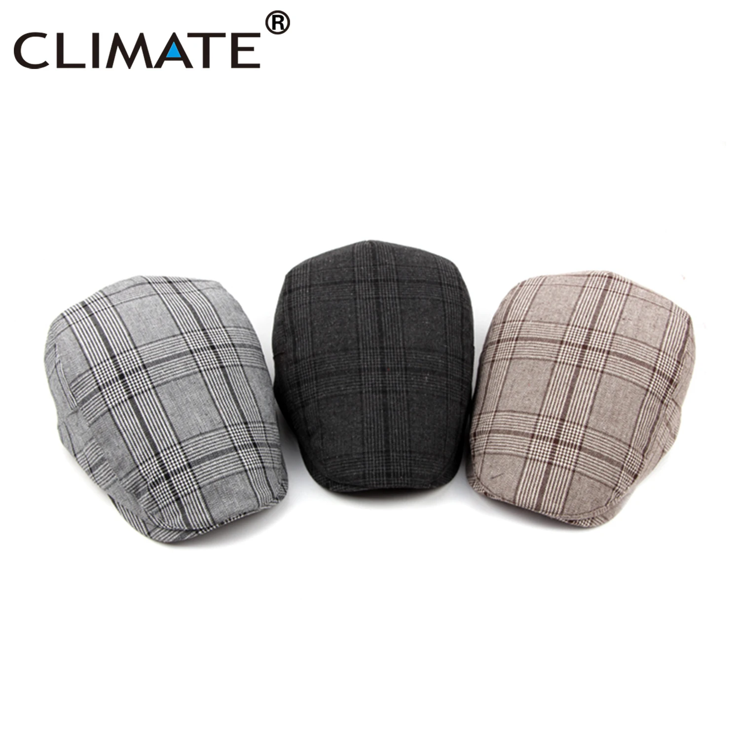 CLIMATE Men Plaid Beret Flat Cap Men Vintage Hat Berets for Men Plaid Casual British Gentleman Beret Retro Flat Caps Beret Hat