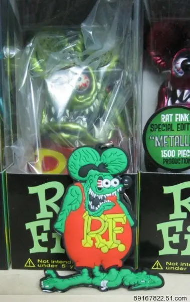 6pcs PUNK RF Rat Fink Action Figure Chain Doll 25g 7.5cm high quality terror cartoon Halloween key chain d12