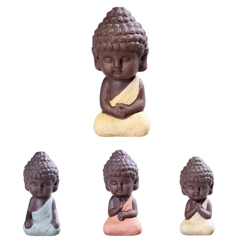 1pcs Small Buddha Statue Ceramic Aquarium Stone Decoration Fish Tank Garden Bonsai Ornament Mandala Buddha Monk Figurine Craft