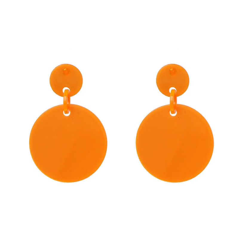 FishSheep Rock Punk Big Geometric Fluorescent Acrylic Round Drop Earrings For Girl Neon Color Fashion Party Earring Jewelry Gift