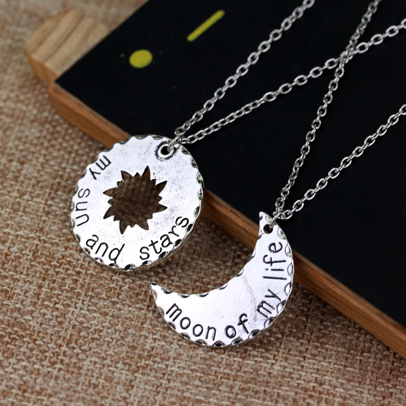 dongsheng His&Hers Khal/Khaleesi Lovers Chain Necklaces Moon Of My Life My Sun Stars Pendant Couple necklace -30