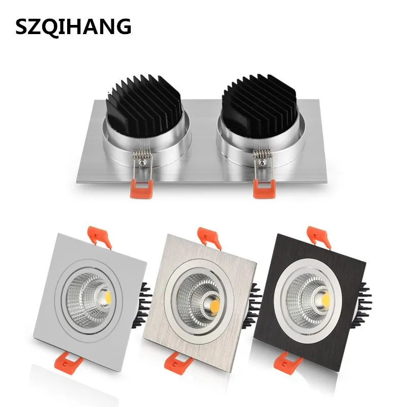 10W/2*10W Square Recessed led down light Double COB LED Ceiling Lamp Dimmable Adjustable Ceiling Downlight 110v/220v/230v