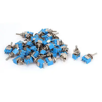 AC 2A/250V  6A/125V  SPDT ON/ON 6mm Thread 3 Terminals Toggle Switch Blue 36pcs MTS 102