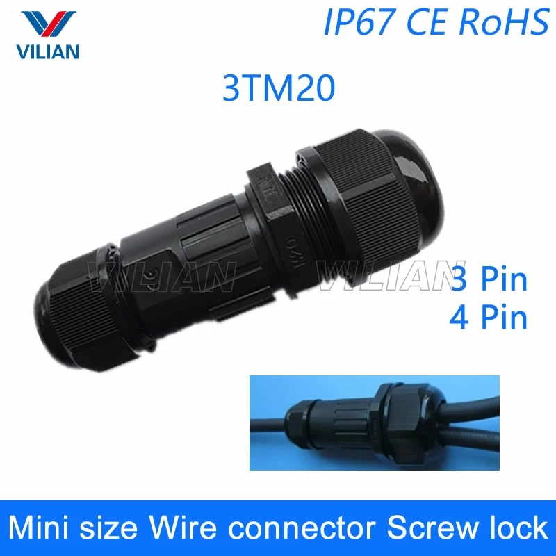 

Waterproof 3 Pin 4Pin Electrical Cable Connectors Quick Splice Screw Lock Wire terminals easy fit for LED strip 1u