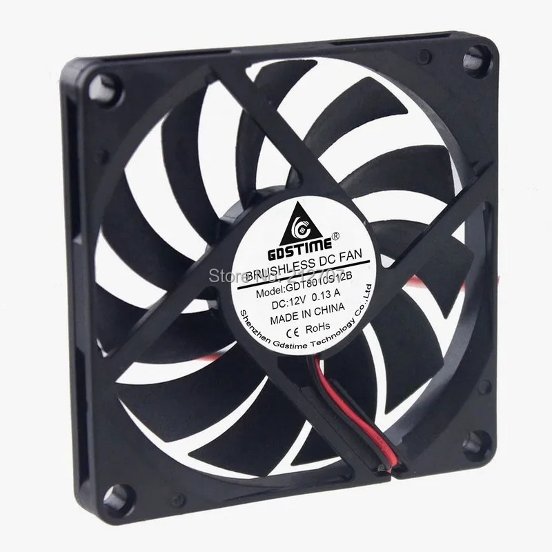 Imagem -03 - Gdstime-ventilador 2pin Cooler 8cm 80 mm 100 80x80x10 mm 12v 8010 Peças