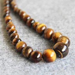 New 6-14mm Natural Tiger Eyes Stone Beads Tigereye Necklace Women Girls Beads Ornaments 18inch DIY Fashion Jewelry Making Design