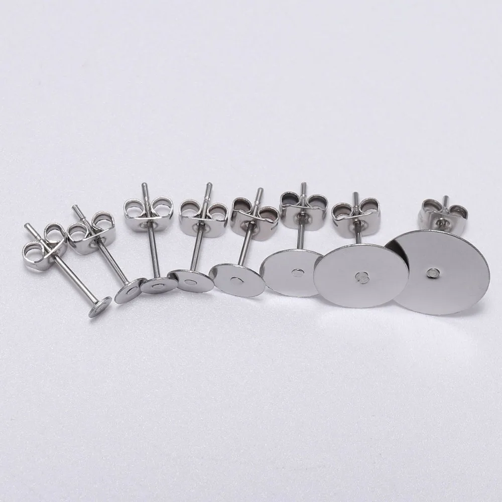 20-100 teile/los Gold Edelstahl Blank Post Ohrring Bolzen Basis Pins Mit Ohrring Stecker Erkenntnisse Ohr Zurück Für DIY Schmuck Machen – Detail 13