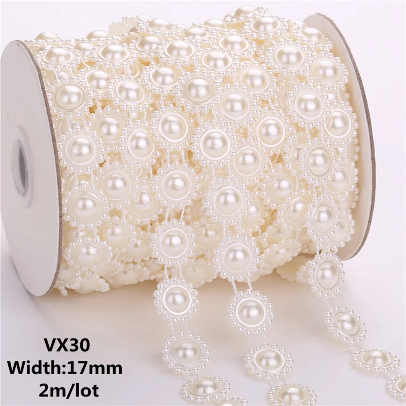 Multi Sizes Ivory/White Color ABS Imitation Pearl Beads Chain Trim Sewing for DIY Wedding Party Decoration