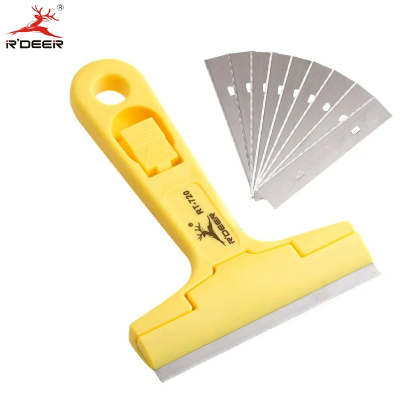 RDEER Portable Cleaning Shovel Knife With 10pcs SK5 Blade For Glass Floor Tiles Floor Scraper Cleaning Hand Tool