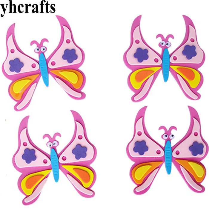 1bag/LOT Pink butterfly Lobster ladybug  Bird Crab Fish Mermaid Snail EVA foam shape without stickers Easter crafts Kindergarten