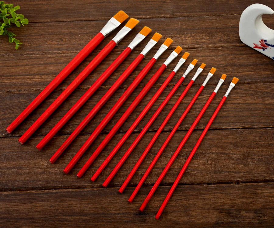 Rod red oil paint brush nylon 1-12 number suit of manufacturers direct sales brush painting watercolor brush artist Art Supplies