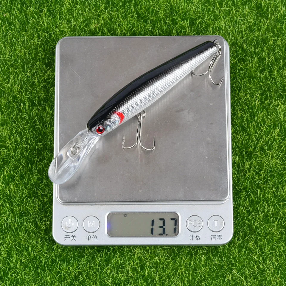 LINGYUE 1PCS Big Minnow Hard Crankbait 12.5cm/14g Fishing Lure Deep Diving Wobbler 4# Treble Hooks Artificial Bait Pesca H076