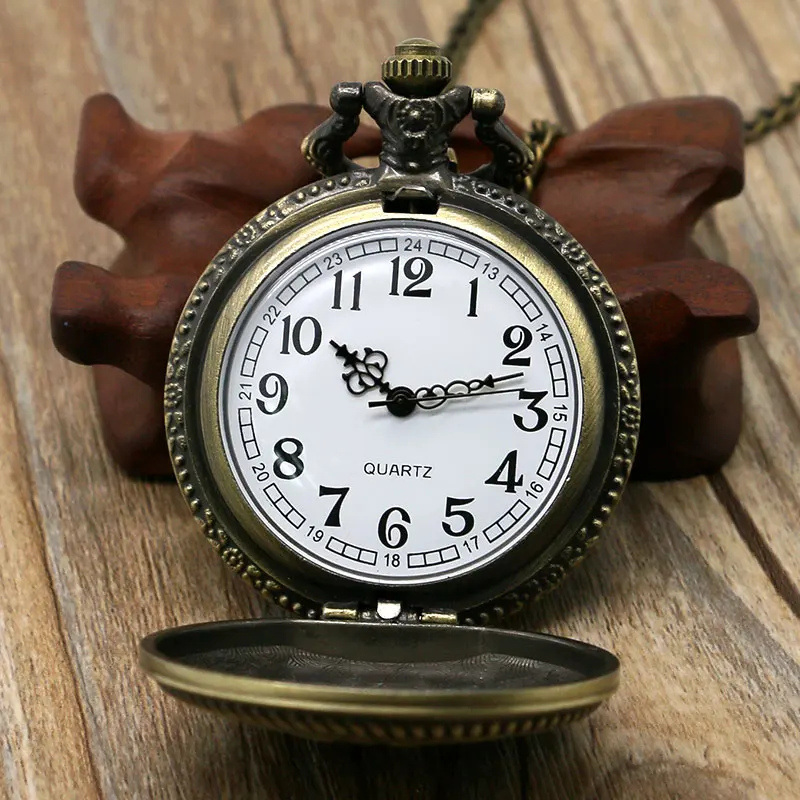 Relojes de bolsillo con esfera de números árabes de bronce antiguo para hombres, diseño del Cuerpo de Marines de los Estados Unidos, reloj de cuarzo de alta calidad