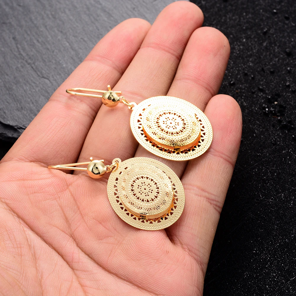 Classic Water Drop Gold Color Earrings For Women Men Ethiopian Jewelry Nigeria,Congo,Arab Lover Gifts E53