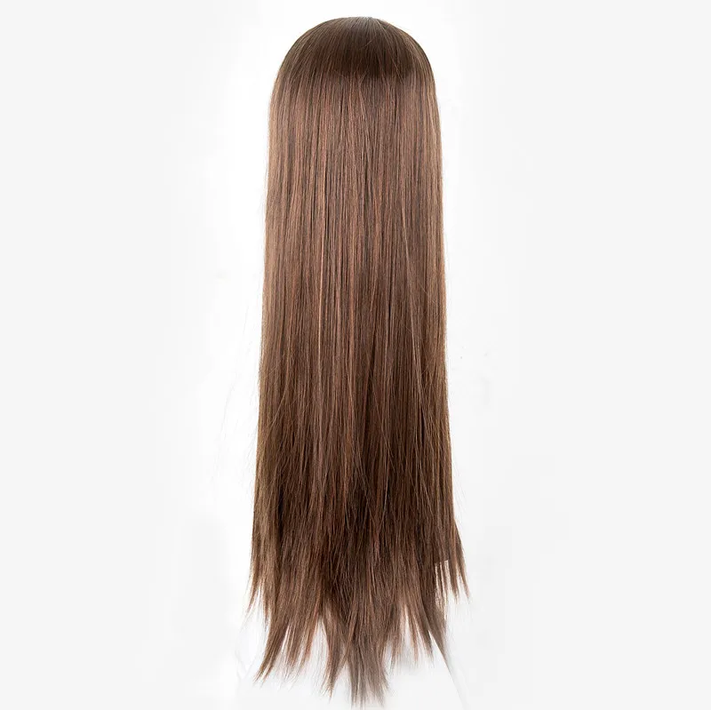 Brown Wigs Long Straight Wigs for Women Center Split Wig with Slim Bangs for Various Scenes High Temperature Realistic Wig