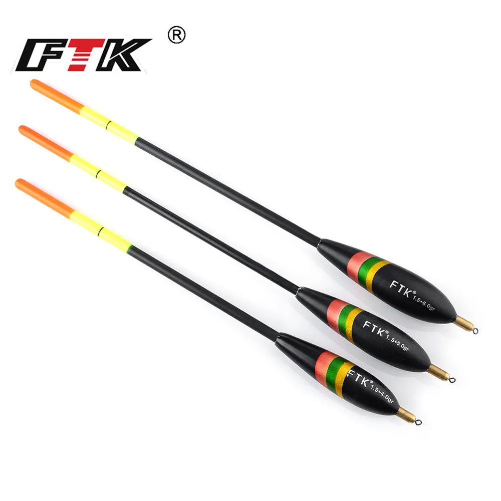FTK Barguzinsky Fir Float 3PCS/LOT 1.5+4.0gr 1.5+5.0gr 1.5+6.0gr Bobber Vertical Buoy Mixed Size carp fishing peche accesoires