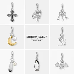 Moon & Heart Charms Pendant,2018 Fashion Jewelry 925 Sterling Silver Romantic Gift For Women Girls Fit Bracelet Necklace Bag