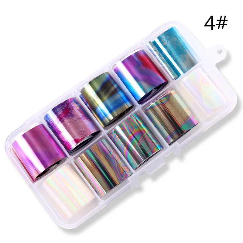 2.5*100cm 10 Sheets/box Holographic Nail Foil Set Transparent Lace Diamond Starry Sky Nail Art Transfer Sticker Manicure