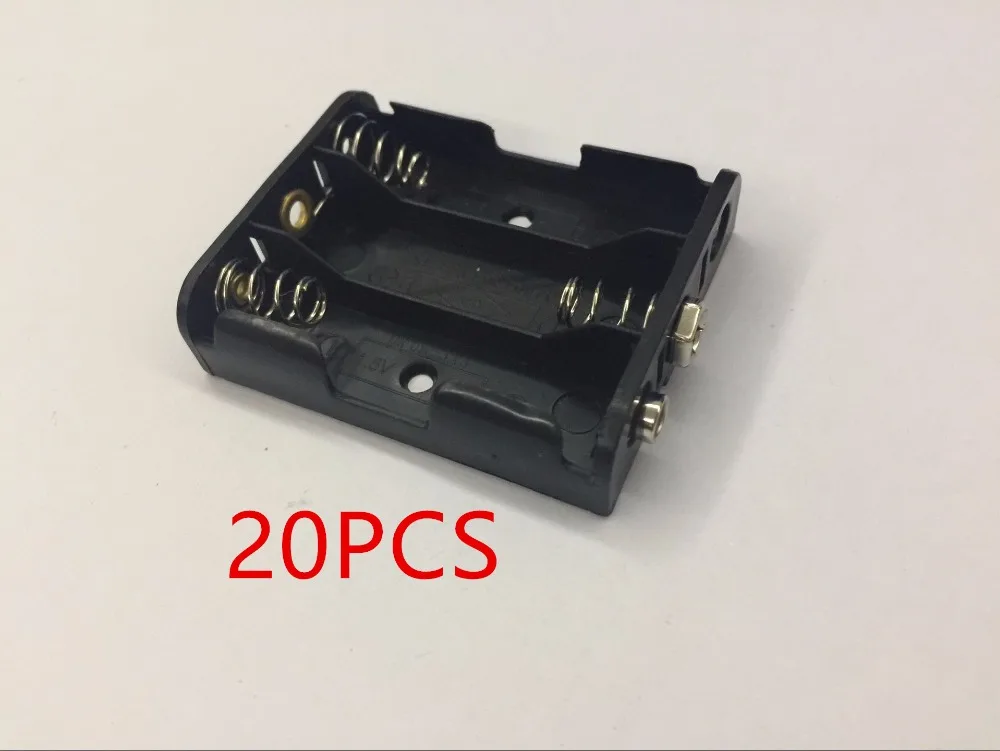 20Pcs 4.5V 3*aa Battery Holder Storage Case Box Container With 9V Positive& Negative Buckle For 3pcs AA Batteries Black