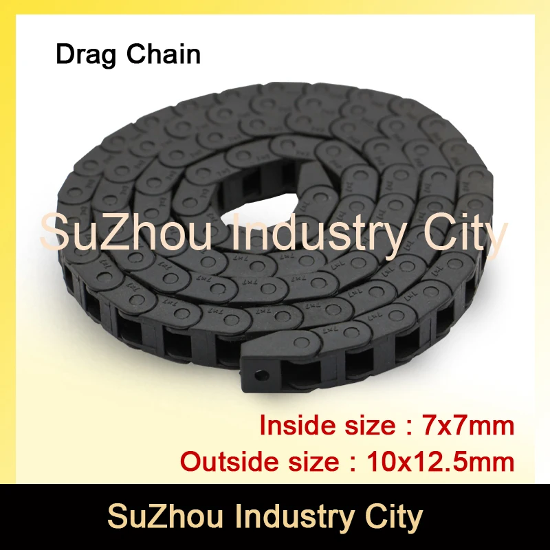 7x7mm L1000mm Plastic Cable Drag Chain Wire Carrier with end connectors plastic towline CNC Mill Router Machine non opening