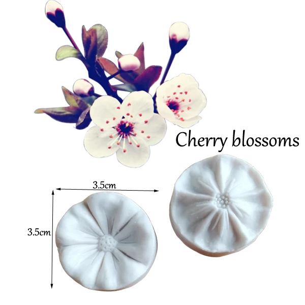 Plum & Cherry Peach Blossom Petal Veiners Silicone Mold Fondant Mould Cake Decorating Tools Chocolate Gumpaste,Sugar Forms CS278