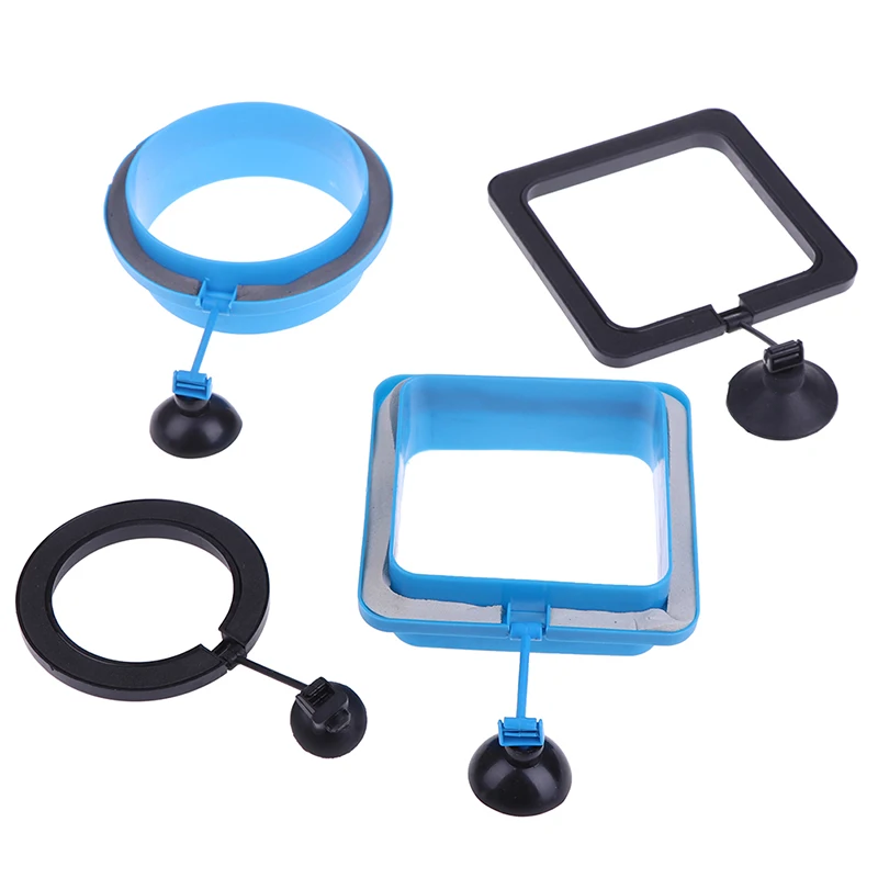 Aquarium Feeding Ring Fish Tank Station Floating Food Tray Feeder Square Circle Accessory Water Plant Buoyancy Suction Cup