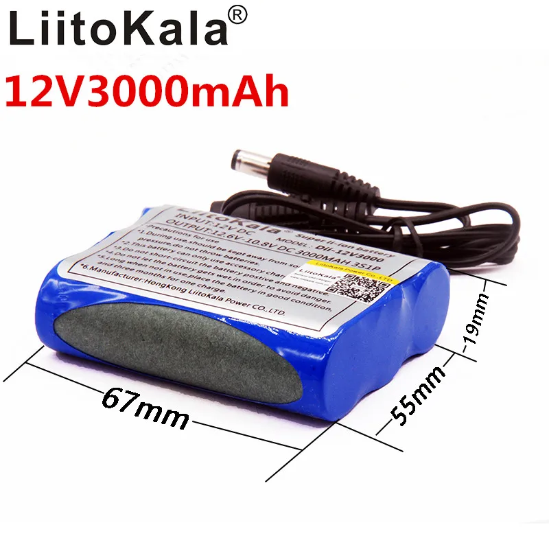 Liitokala 12v 3000 mAh akumulator litowo-jonowy C Mara CCTV nie zawiera ładowarki 1A