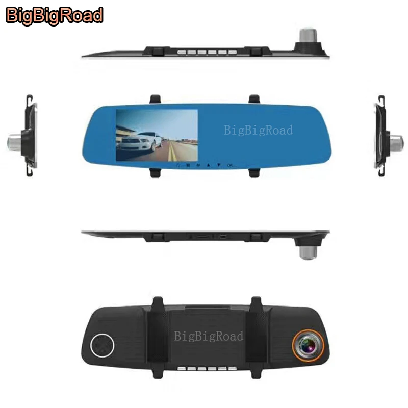 

BigBigRoad For Dodge Nitro Dart Avenger Durango Car DVR Dual Camera Blue Screen 5 INCH Rearview Mirror Video Recorder