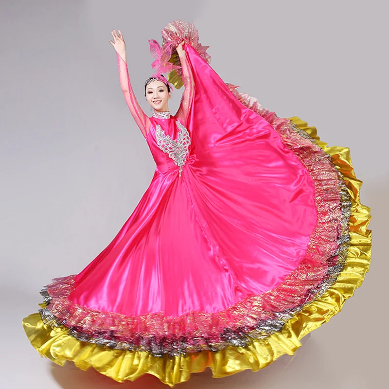 Spanish Bullfighting Dress Festival Flamenco Opening Dance Full-skirt for Adult Female Stage Performance Big Swing Costume H585