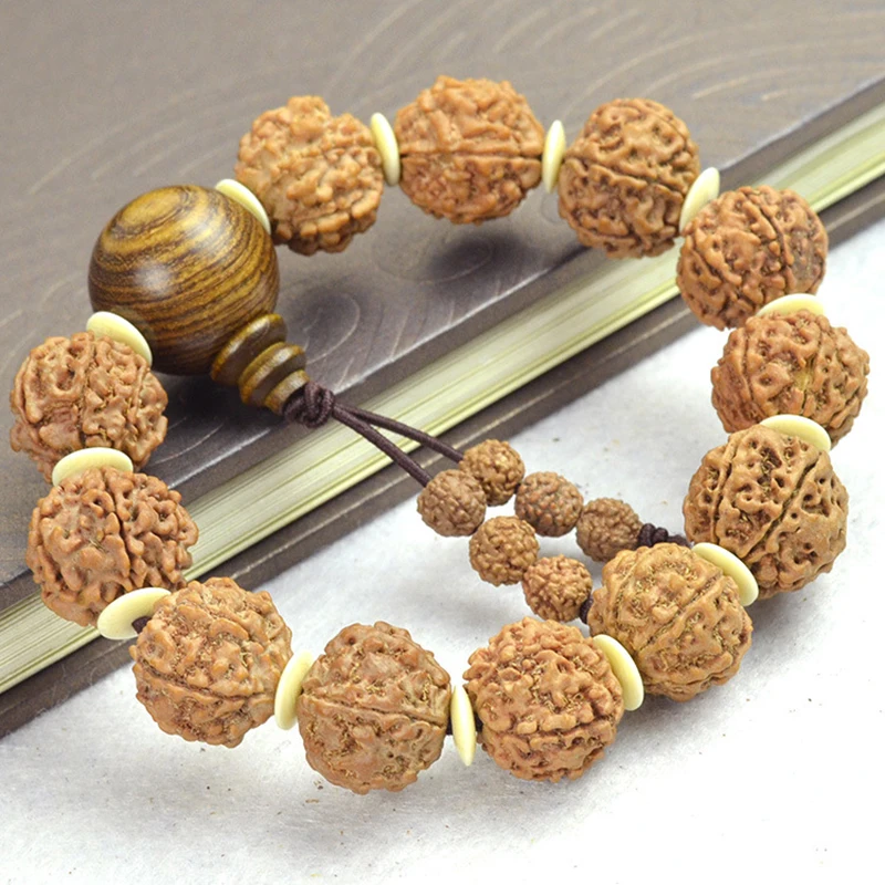 JoursNeige KingKong Bodhi Bracelets Six Valve Beads Size 17mm Round Bodhi Buddha Prayer Japa mala Wood Bodhi Hand String