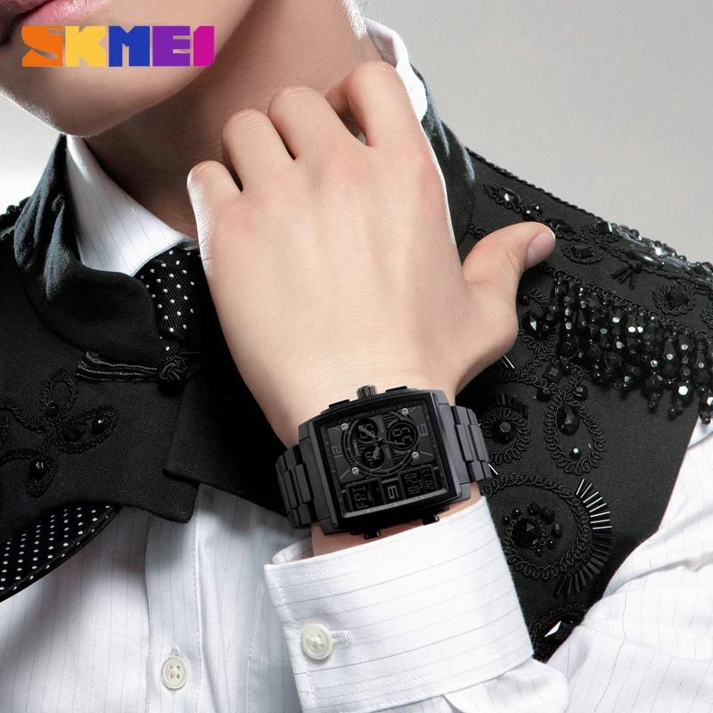 SKMEI Japan Quartz Digital movement Dual Dispaly Men\'s Clock Military 3 Time Countdown Male Sport Watches Relogio Masculino 1274