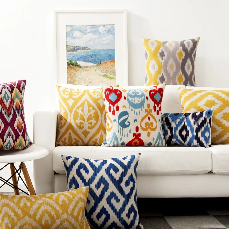 Nordic Yellow Decorative Grey Geometric Cushions Pillow Cover Home Decor Throw Pillowcase for Sofa 45x45cm