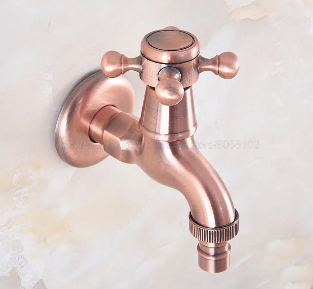 

Antique Red Copper Washing Machine Faucet Bathroom Faucet Handles Decorative Outdoor Faucets Water Tap zav329