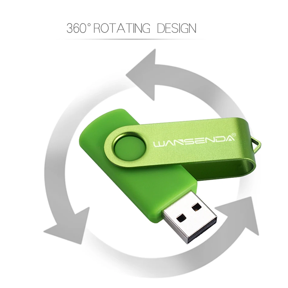 ต้นฉบับ WANSENDA การหมุน USB Flash Drive 128GB โลหะไดรฟ์ปากกา 32GB USB Stick 8GB 16GB 64GB 256GB Pendrive Flash Memory Stick