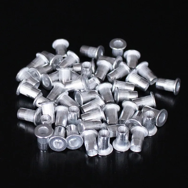 New 300PCS 6 kinds M3 M4 M5 M6 M8 M10 Aluminum Flat Head Rivet Nuts Set Nuts Insert Riveting Multi Sized Rivet Nuts Collocation