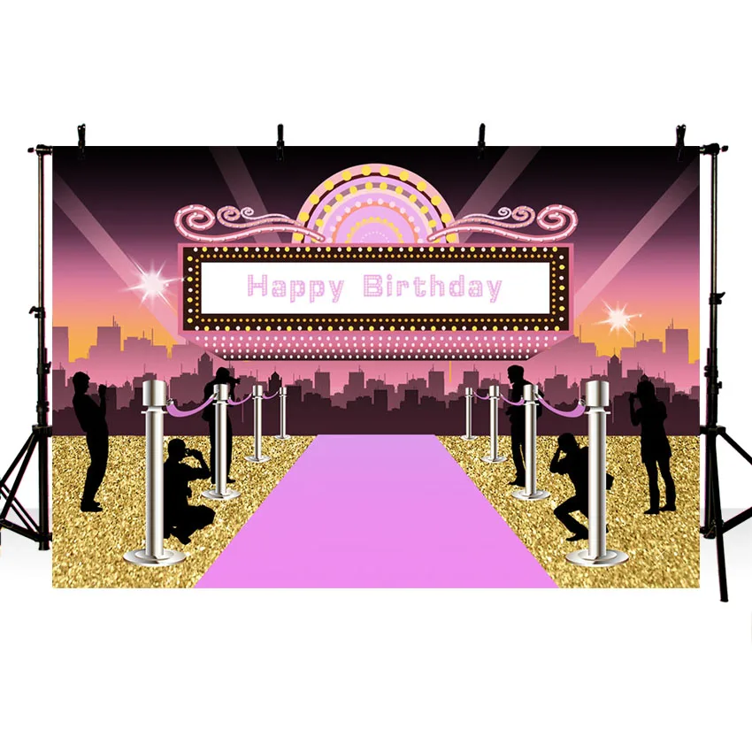 Walking Red Carpet Theme Photography Backdrops Stage Take Photos Kids Birthday Illustration Background Photo Studio Photobooth