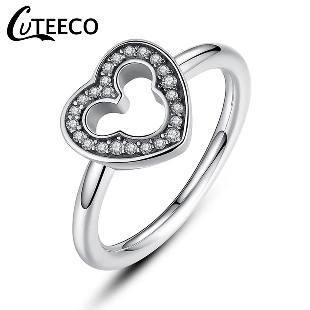 CUTEECO 2021 Fashion women Ring Rose Gold Color Heart Shaped Wedding Ring zircon Rings Glamour Jewelry Anillos Mujer