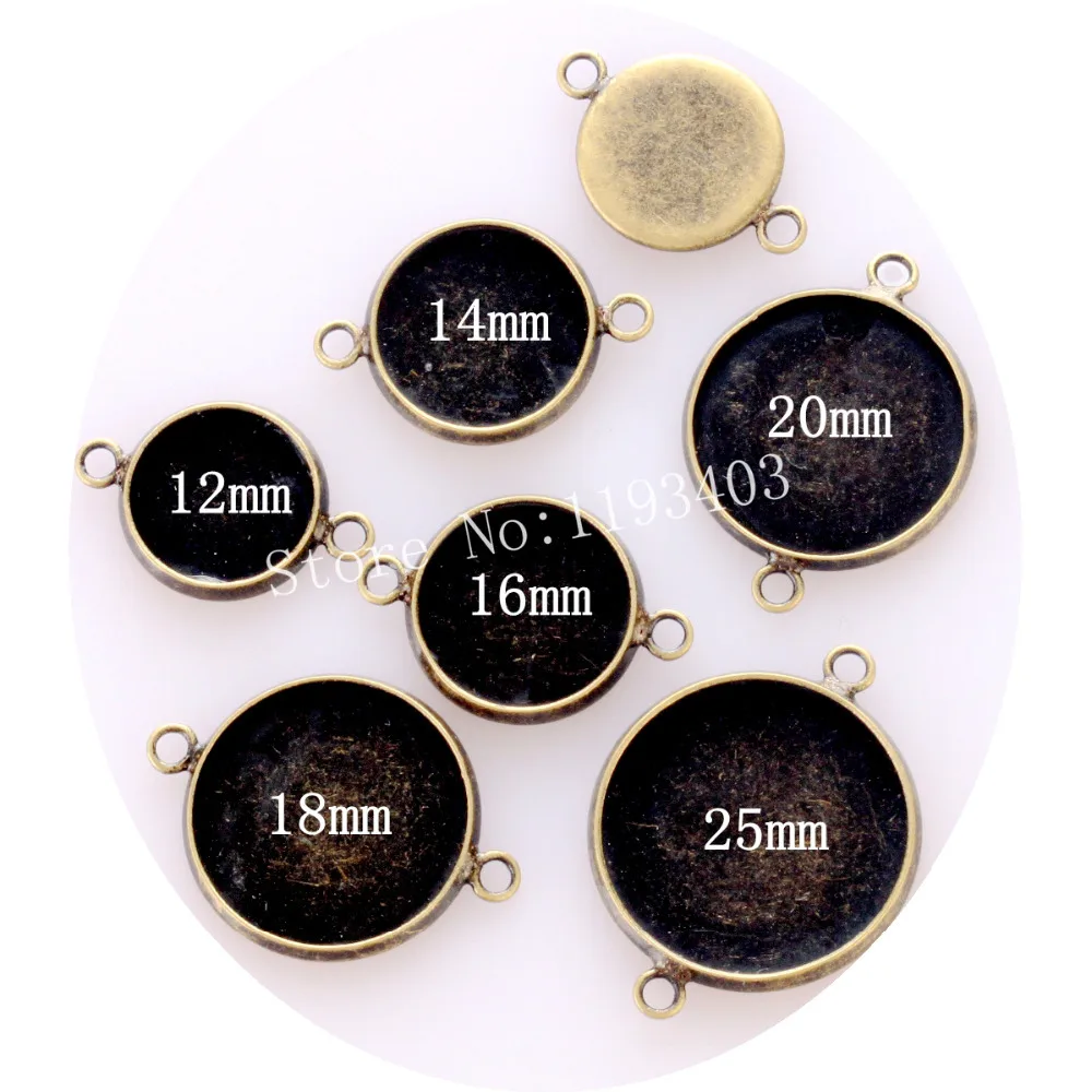 Connectors Findings Antique Bronze Plated brass Disk 12mm/14mm/16mm/18mm/20mm Round cabochon Setting DIY -SETHY