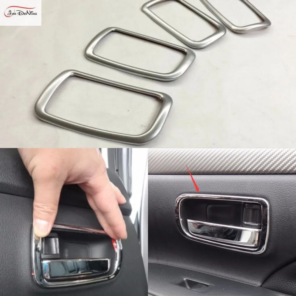 JanDeNing 4 PCS ABS Plating Inner Interior Side Door Handle bowl cover For Mitsubishi Outlander 2013 - 2016