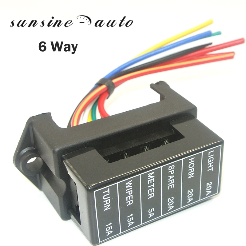 6 Way Car Fuse Box Circuit Car Trailer Auto Blade Fuse Box Block Holder DC 12v 24V 32V ATC ATO 2-input 6-ouput Wire