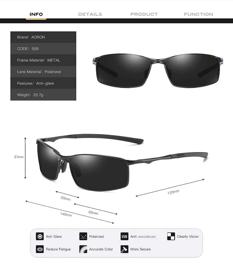 Lunettes de soleil polarisées pour hommes, de haute qualité, pour sport en plein air, conduite, pêche, monture métallique, gafas de sol hombre