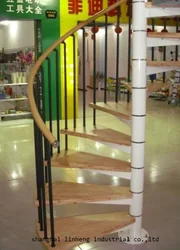 Made in China hot selling indoor steel-wood spiral staircase(LH-SC004)