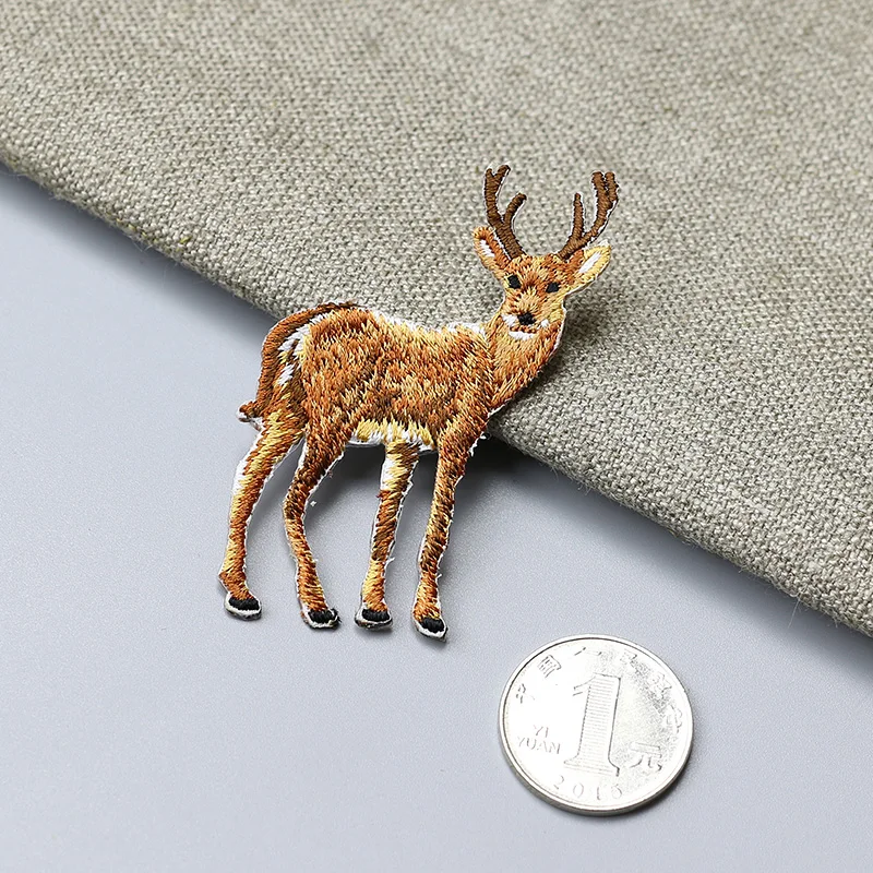 Sika deer patch for dress hat bag DIY animal cloth patches for small hole on coat adhesive iron on clothing sticker