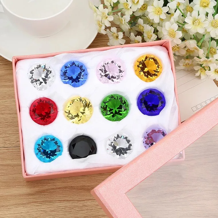 30mm Crystal Glass Diamond Paperweight 12PCS/SET Feng Shui Confetti Wedding Bridal Party Decoration Vase Filler Crystal Diamond